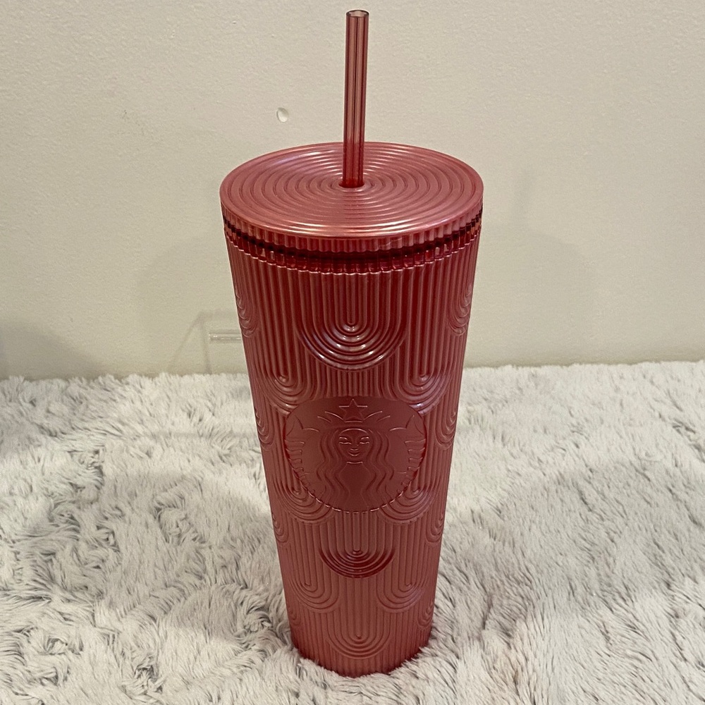 2023 Starbucks Fall Pink Shimmer Shell Mermaid Scales 24 Oz Tumbler